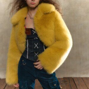 Universe Faux Fur Cropped Coat